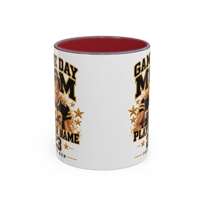Personalized Game Day Mom Photo Mug – Custom Football Player Name & Number