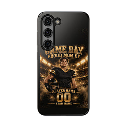 Personalized Game Day Proud Mom Photo Phone Case – Black & Gold