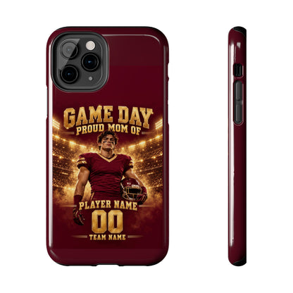 Personalized Game Day Proud Mom Photo Phone Case – Burgundy & Gold