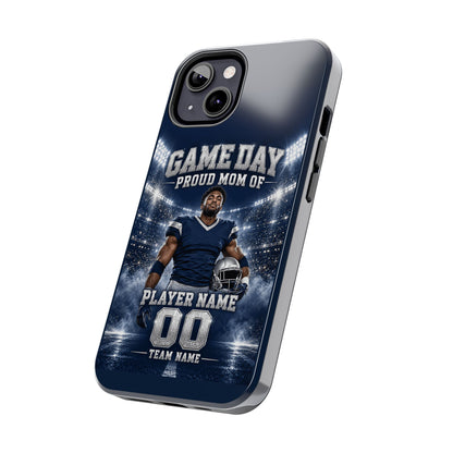 Personalized Game Day Proud Mom Photo Phone Case – Navy & Silver