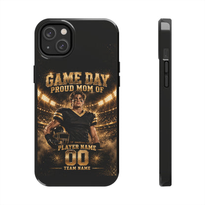 Personalized Game Day Proud Mom Photo Phone Case – Black & Gold