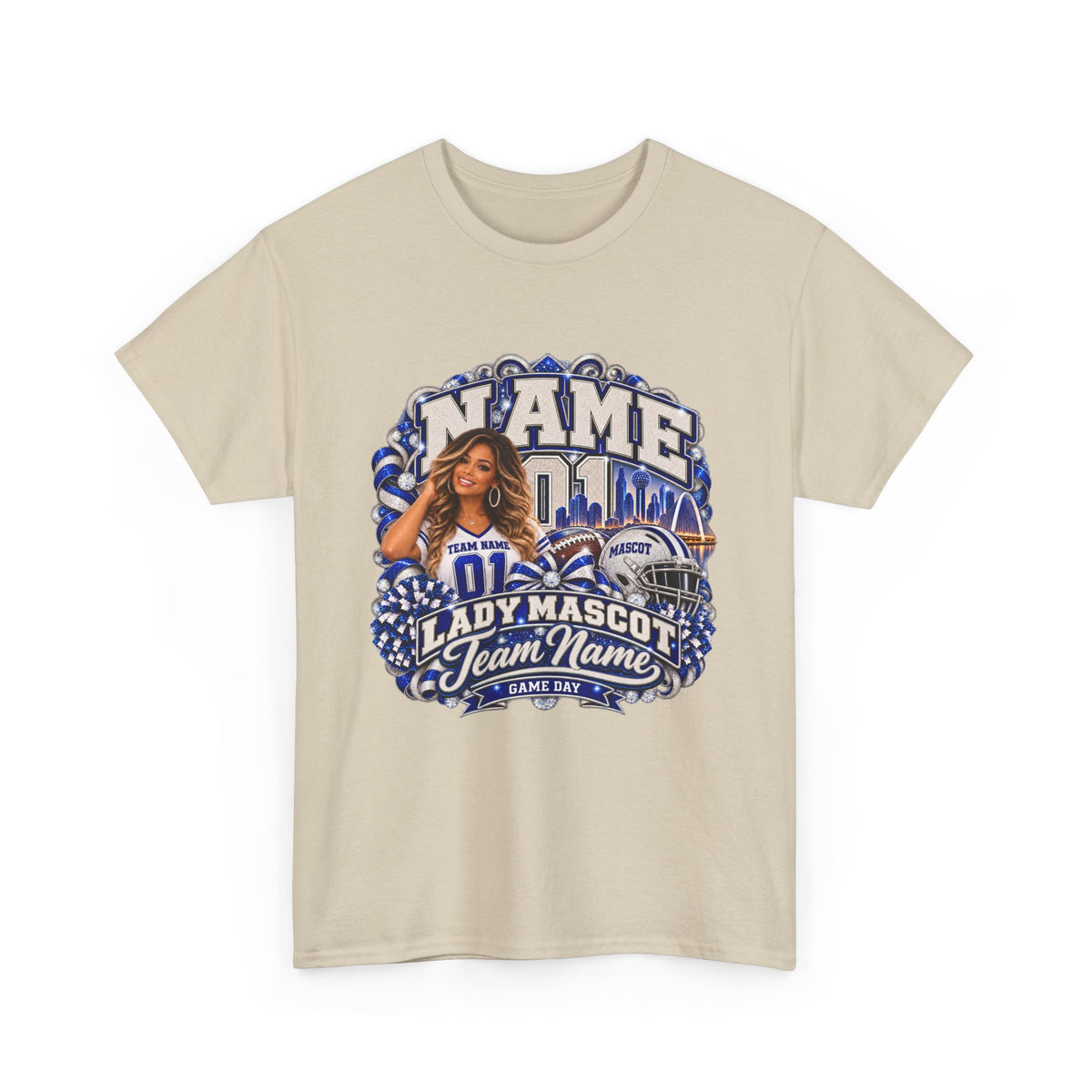 Personalized Football Mom Shirt – Custom Player Name, Number & Team Name – Lady Mascot Game Day Mom Tee – Glitter Effect