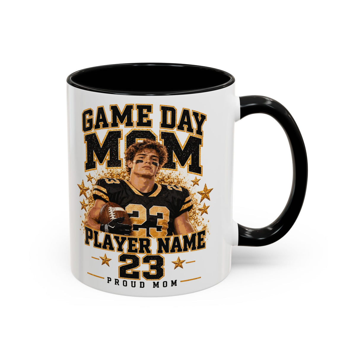 Personalized Game Day Mom Photo Mug – Custom Football Player Name & Number