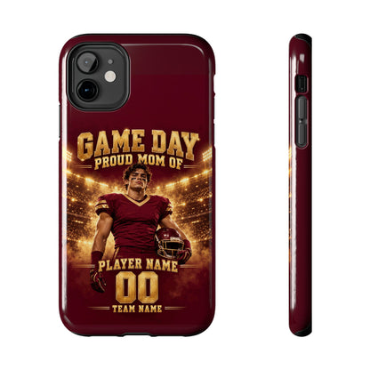 Personalized Game Day Proud Mom Photo Phone Case – Burgundy & Gold