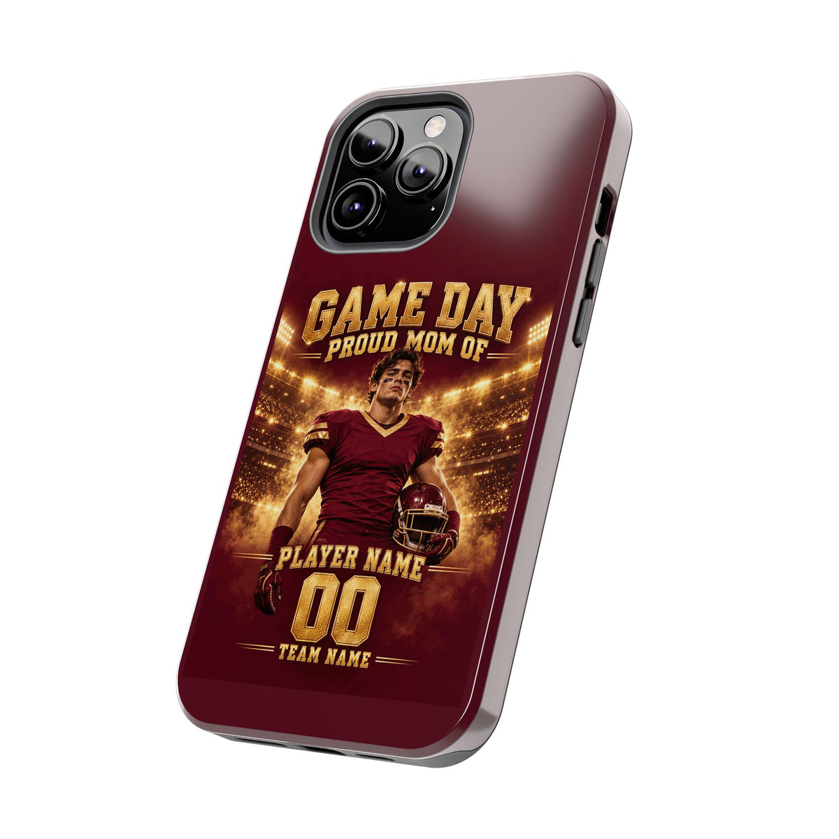 Personalized Game Day Proud Mom Photo Phone Case – Burgundy & Gold