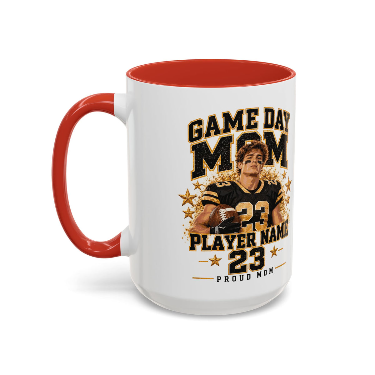 Personalized Game Day Mom Photo Mug – Custom Football Player Name & Number