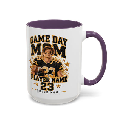 Personalized Game Day Mom Photo Mug – Custom Football Player Name & Number