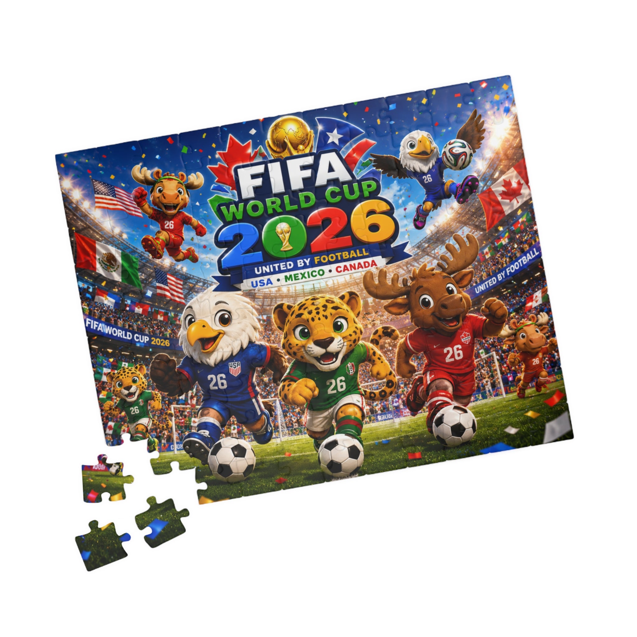 FIFA World Cup 2026 Mascots Jigsaw Puzzle — 110/520/-Piece Soccer Puzzle