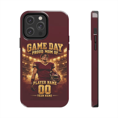 Personalized Game Day Proud Mom Photo Phone Case – Burgundy & Gold