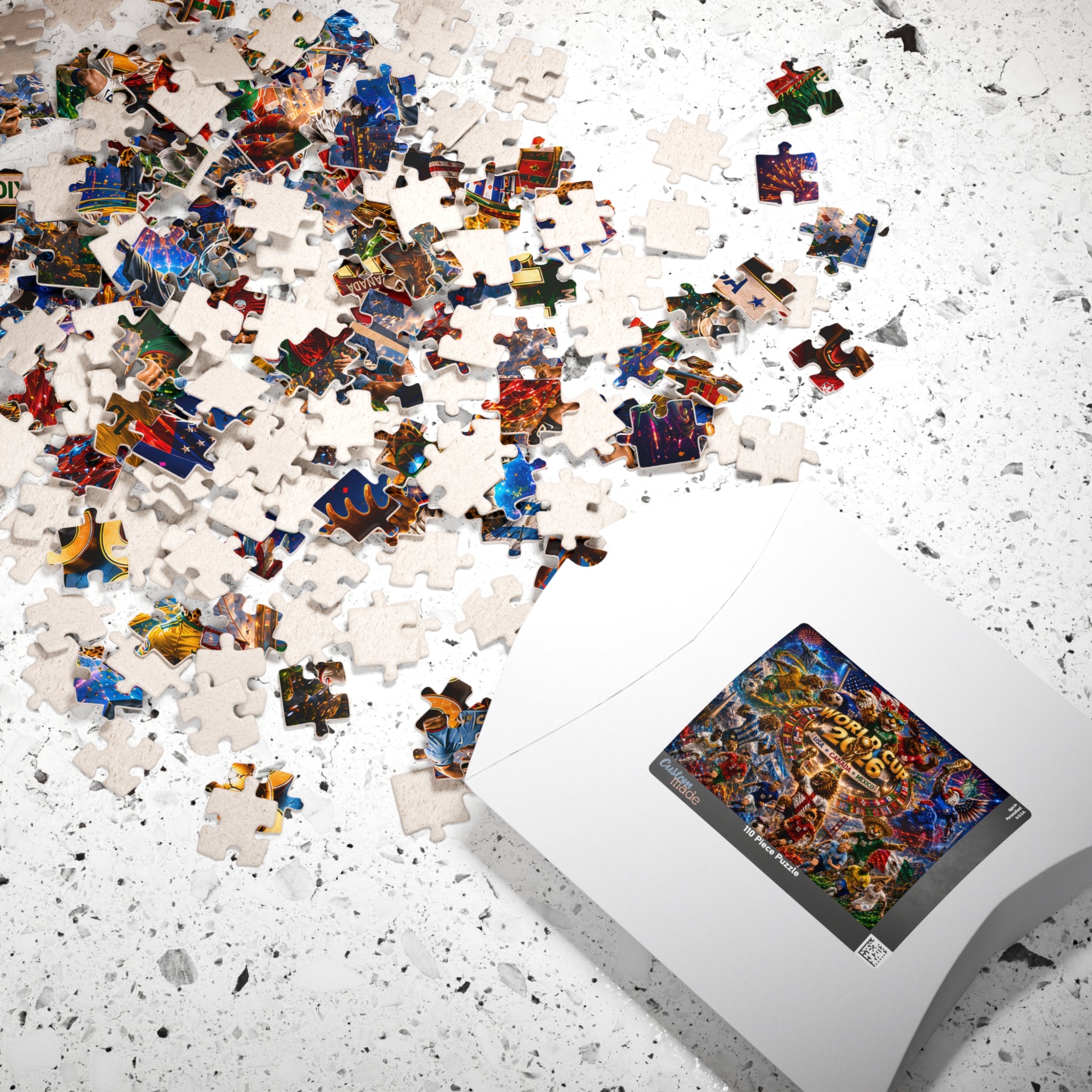 World Cup 2026 Soccer Collage Puzzle – USA Canada Mexico Stadium Celebration (110/252/520/1014 pcs)