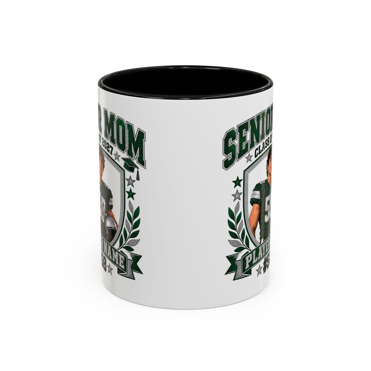 Personalized Senior Mom Class of 2027 Photo Mug – Custom Football Player Name & Number