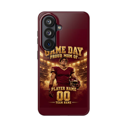 Personalized Game Day Proud Mom Photo Phone Case – Burgundy & Gold