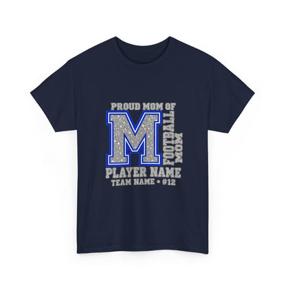 Personalized Football Mom Varsity Monogram Shirt – Proud Mom Of, Custom Player Name Team Number, Printed Glitter
