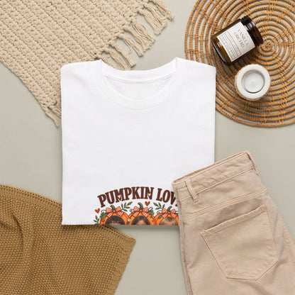 PUMPKIN LOVE – Personalized Halloween Mom Photo T-Shirt – 3 Kids Photos & Names