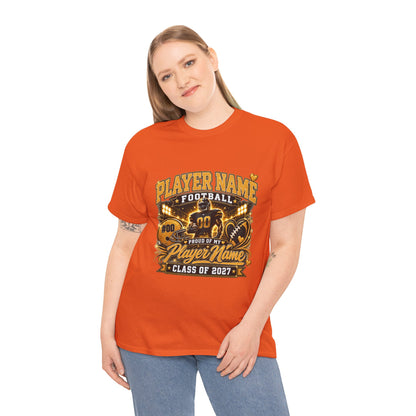 Personalized Senior Football Mom Shirt, Custom Player Name Team Number Tee, Class of 2027 Game Day Mom Shirt, Glitter Effect Football Gift