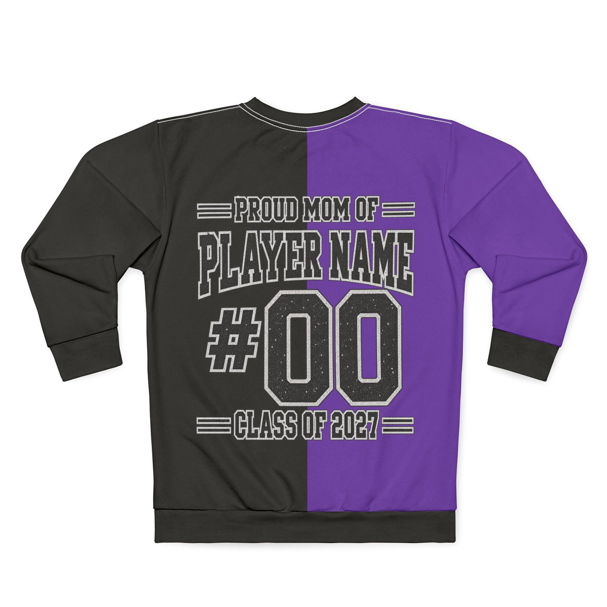 Personalized Lions Mom Two Tone Sweatshirt – Black & Purple, Custom Player Name Number