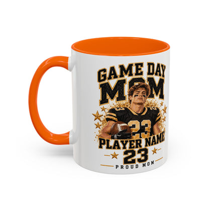 Personalized Game Day Mom Photo Mug – Custom Football Player Name & Number