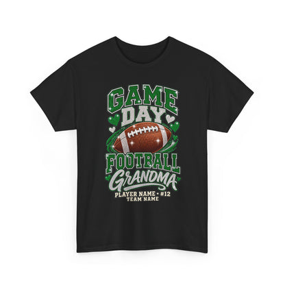Personalized Game Day Football Grandma Shirt — Emerald Silver