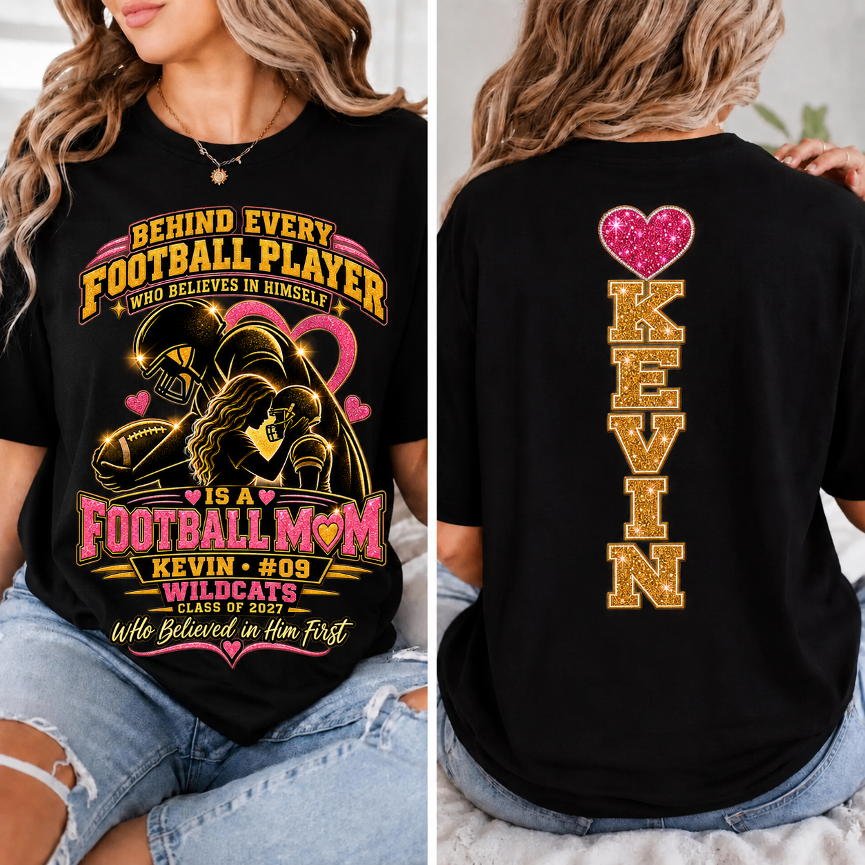 Personalized Football Mom Shirt, Custom Player Name Number Tee, Senior Mom 2027, Game Day Football Mama Shirt, Custom Team Gift