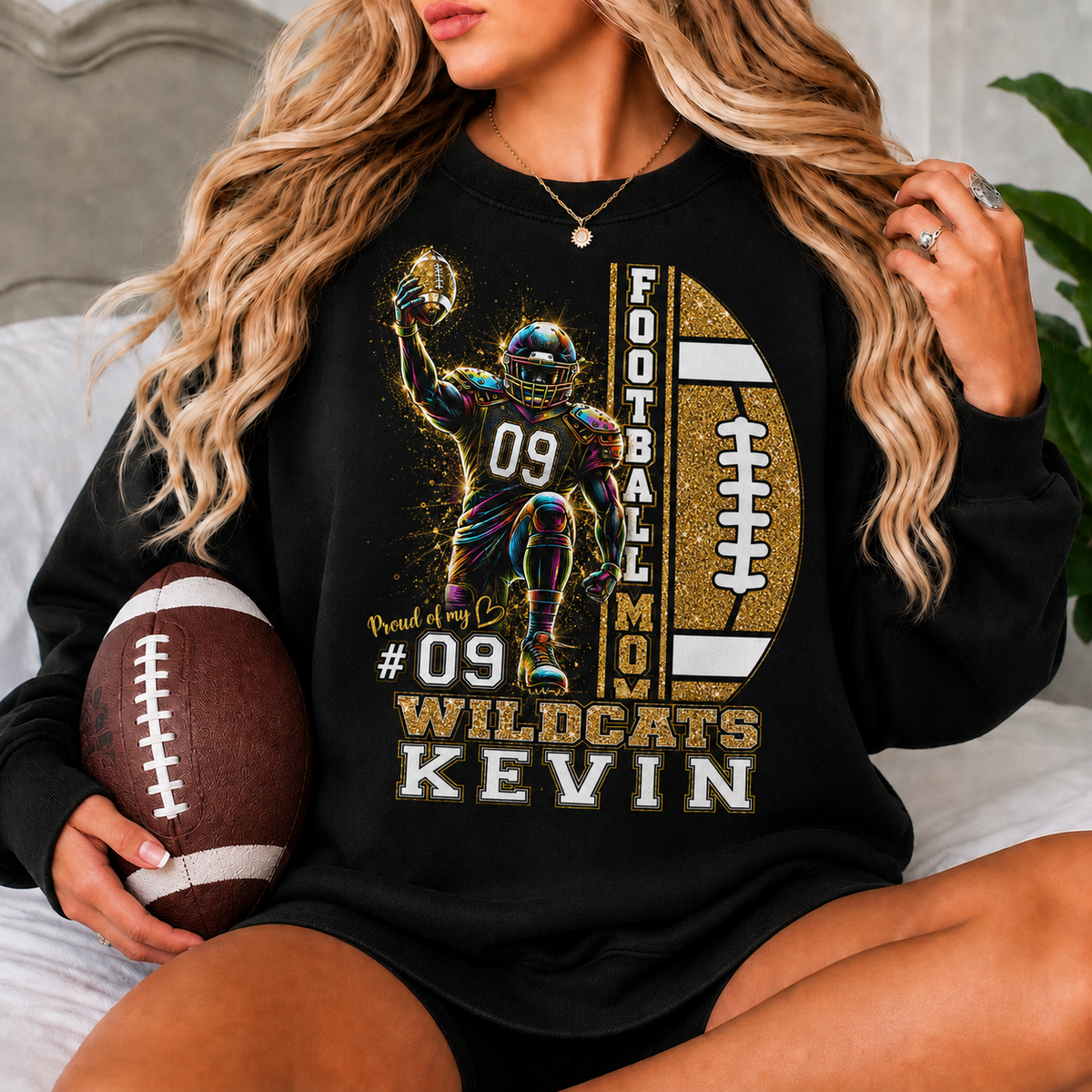 Personalized Football Mom Sweatshirt, Custom Player Name Number Team, Proud Football Mom, Game Day Crewneck, Football Mama Gift