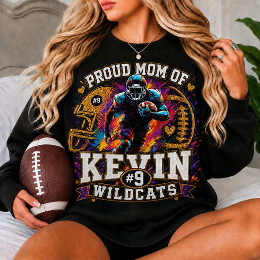 Personalized Football Mom Sweatshirt, Custom Player Name Number Team, Game Day Mom Crewneck, Football Mama Gift, Glitter Effect