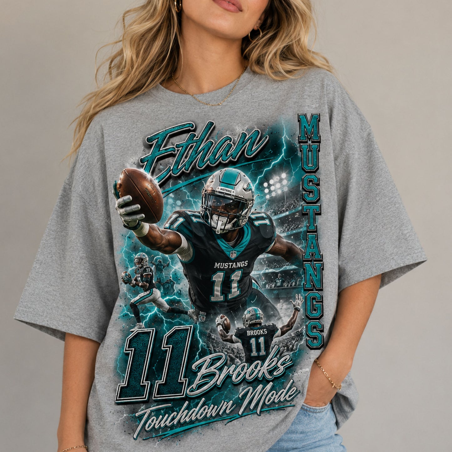 Personalized Football Mom Shirt, Custom Player Name Number, Game Day Mom Tee, Glitter Effect Football Shirt, Senior Night Gift