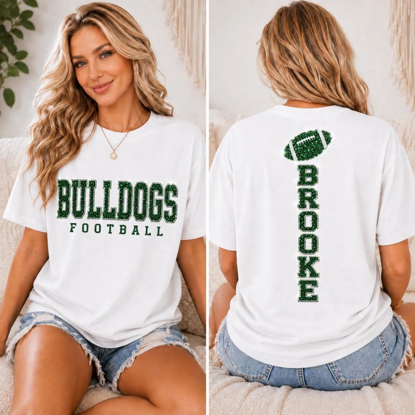 Personalized Football Mom Shirt, Custom Team Name Tee, Custom Back Name Shirt, Glitter Effect Game Day Tee, Sports Mom Gift