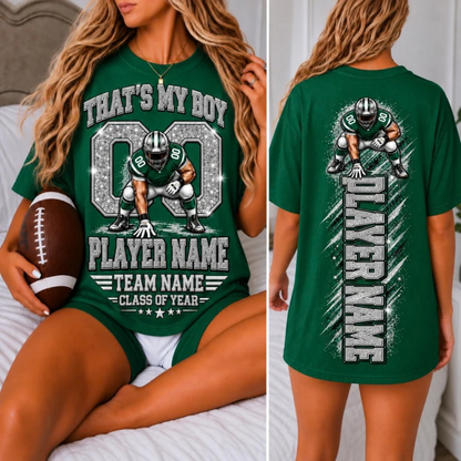 Personalized Football Mom Shirt, That's My Boy Tee, Custom Player Name & Number, Senior Night Gift, Game Day Mom Shirt, Glitter Effect