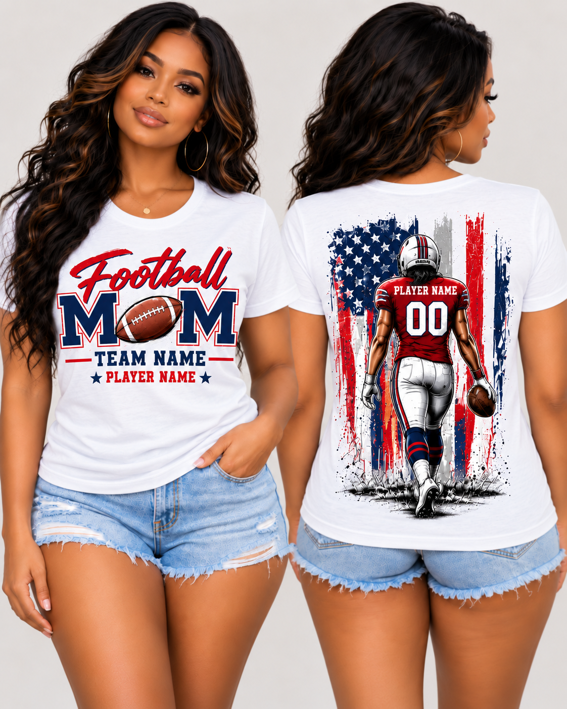 Personalized Football Mom Shirt, Player Name & Number, Custom Team Mom Tee, Football Game Day Shirt