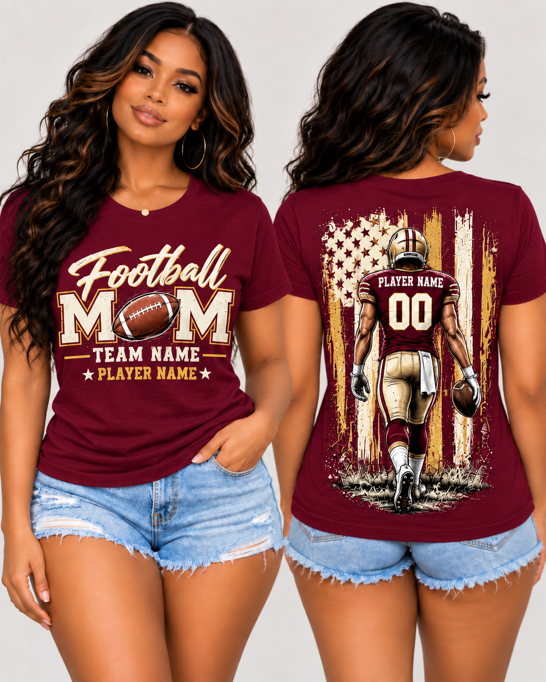 Personalized Football Mom Shirt, Player Name & Number, Custom Team Mom Tee, Football Game Day Shirt