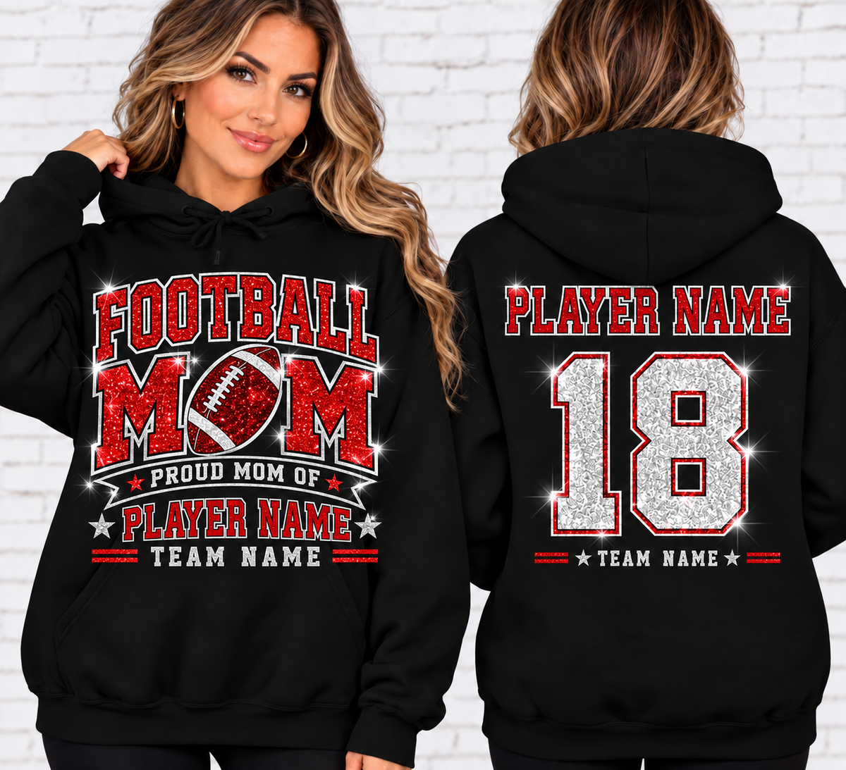 Personalized Football Mom Hoodie, Custom Player Name & Number, Proud Mom Game Day Sweatshirt, Front and Back Design