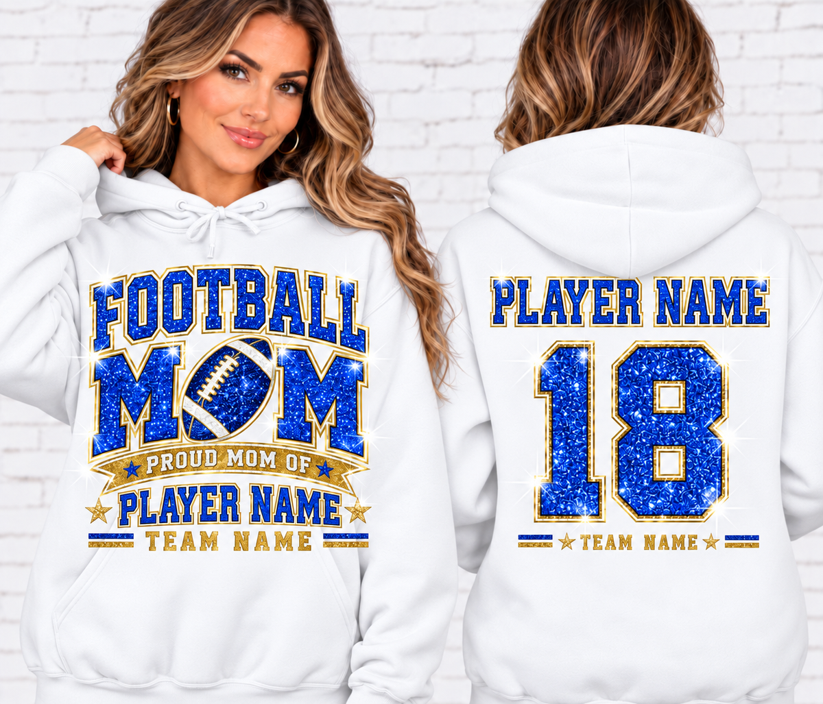 Personalized Football Mom Hoodie, Custom Player Name & Number, Proud Mom Game Day Sweatshirt, Front and Back Design