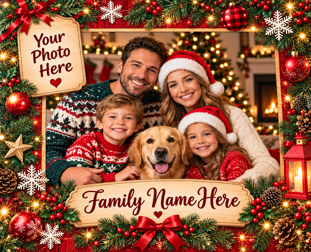 Personalized Christmas Family Photo Puzzle, Custom Family Name Puzzle, Christmas Gift for Family, Custom Photo Puzzle, Holiday Keepsake