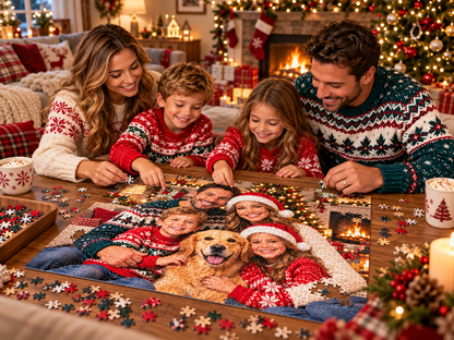 Personalized Christmas Family Photo Puzzle, Custom Family Name Puzzle, Christmas Gift for Family, Custom Photo Puzzle, Holiday Keepsake
