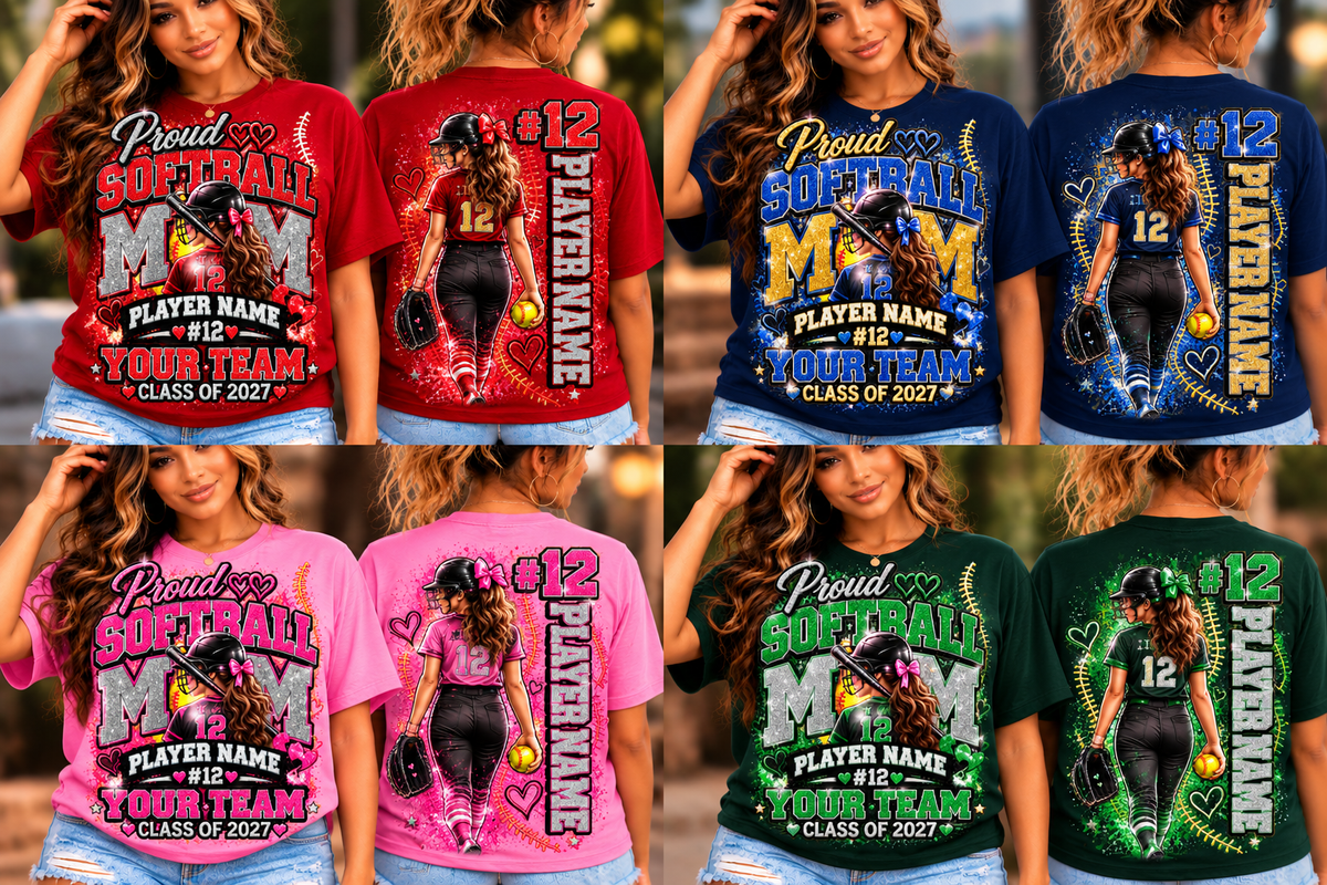 Personalized Softball Mom Shirt, Custom Player Name Number Team, Proud Softball Mom Tee, Class of 2027, Game Day Mom Gift