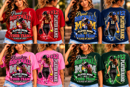 Personalized Softball Mom Shirt, Custom Player Name Number Team, Proud Softball Mom Tee, Class of 2027, Game Day Mom Gift