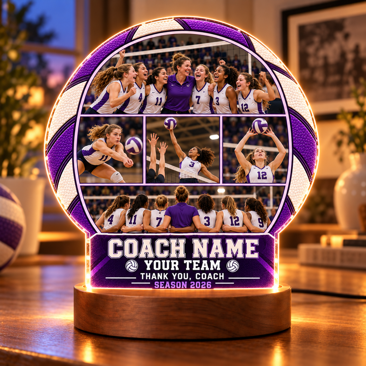 Personalized Soccer Coach Lamp – Custom Team Photo Collage, Coach Appreciation Gift