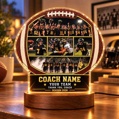 Personalized Soccer Coach Lamp – Custom Team Photo Collage, Coach Appreciation Gift