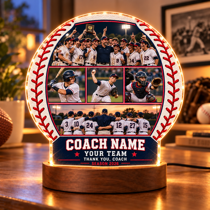 Personalized Soccer Coach Lamp – Custom Team Photo Collage, Coach Appreciation Gift