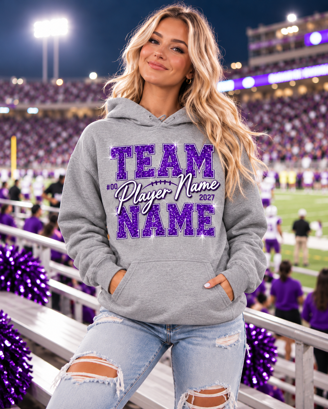 Personalized Game Day Hoodie Team Name & Player Name