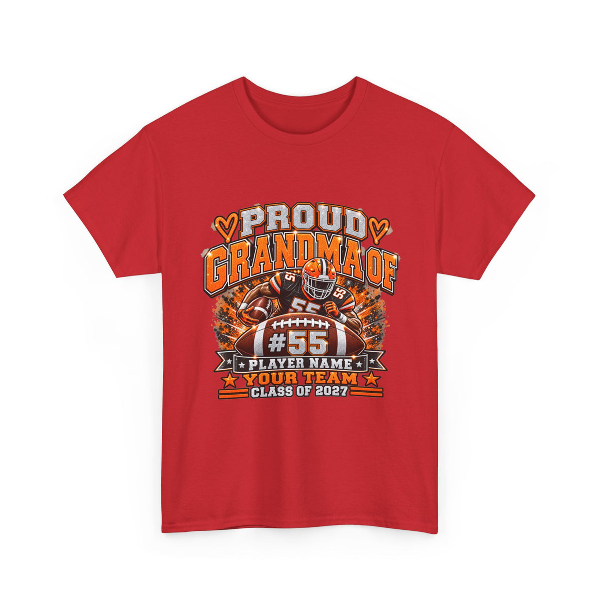 Personalized Football Grandma Shirt  Custom Player Photo, Name & Number, Glitter Effect Proud Grandma Game Day Tee