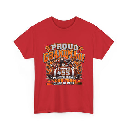 Personalized Football Grandma Shirt  Custom Player Photo, Name & Number, Glitter Effect Proud Grandma Game Day Tee