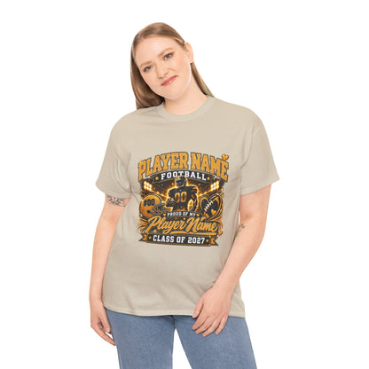 Personalized Senior Football Mom Shirt, Custom Player Name Team Number Tee, Class of 2027 Game Day Mom Shirt, Glitter Effect Football Gift