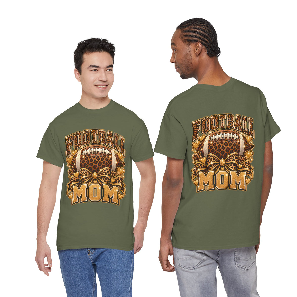 Football Mom T-Shirt — Leopard Football Design, Game Day Mom Tee