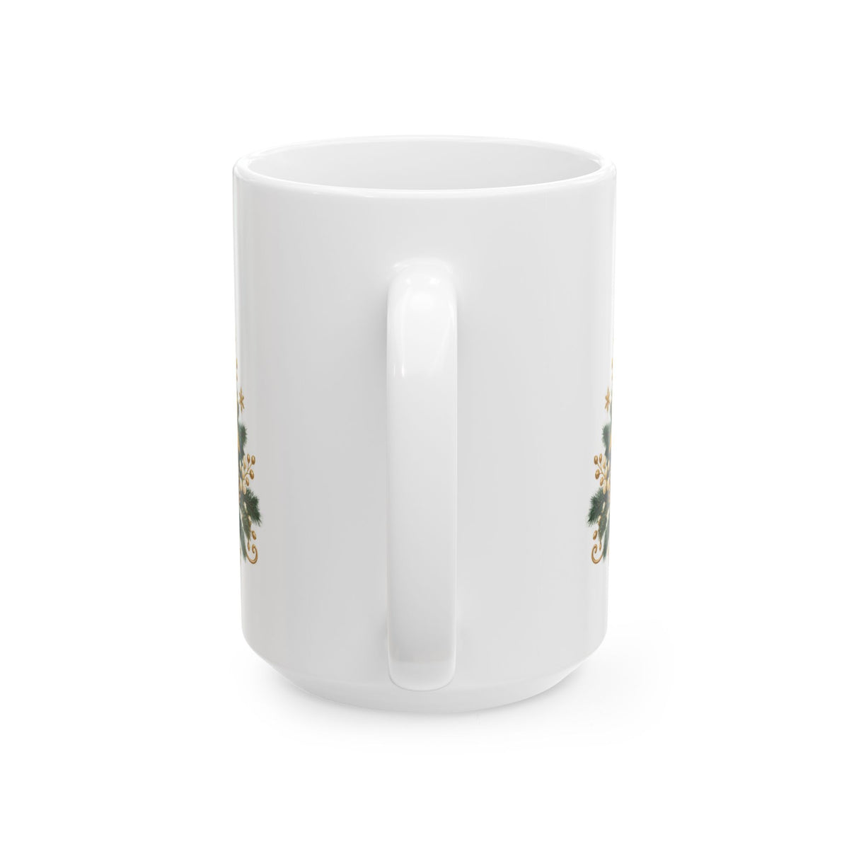 Personalized This Is My Christmas Mug — Elegant Green and Gold Trees
