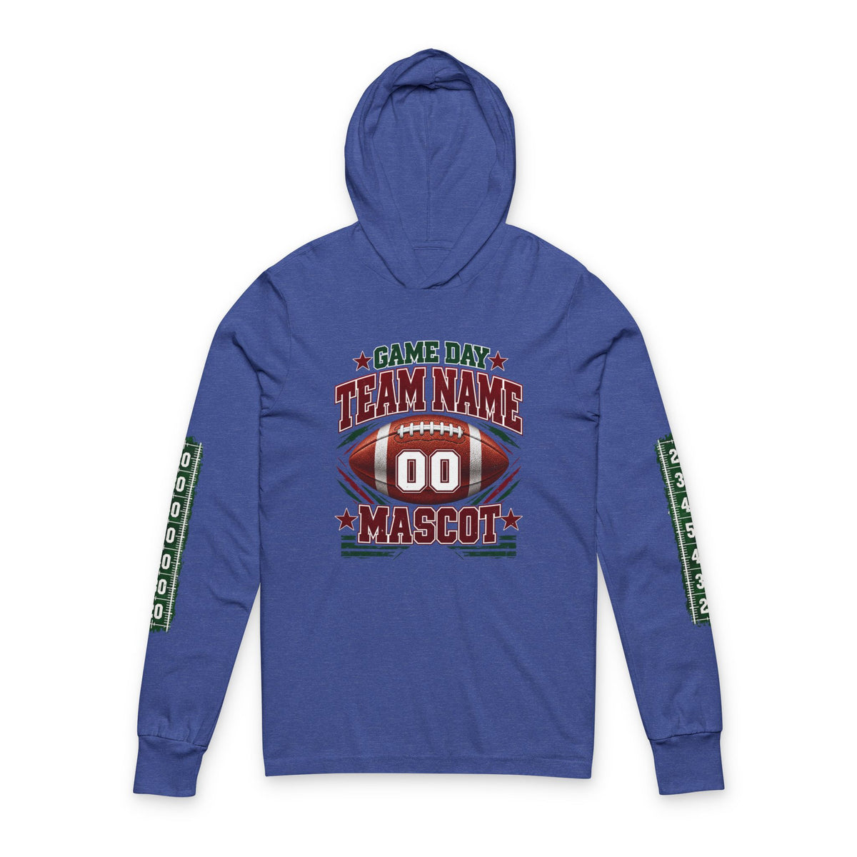 Game Day Football Hoodie Tee — Custom Team Name & Mascot (Number 00)