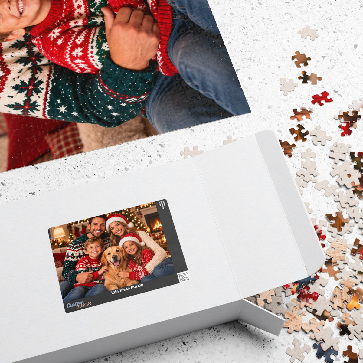 Personalized Christmas Family Photo Puzzle, Custom Family Name Puzzle, Christmas Gift for Family, Custom Photo Puzzle, Holiday Keepsake