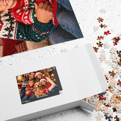 Personalized Christmas Family Photo Puzzle, Custom Family Name Puzzle, Christmas Gift for Family, Custom Photo Puzzle, Holiday Keepsake