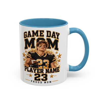 Personalized Game Day Mom Photo Mug – Custom Football Player Name & Number