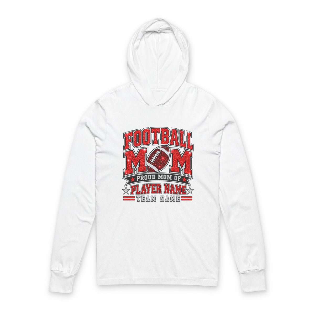 Football Mom Hooded Tee  Personalized Player Name & Number